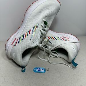 Kids' White Sneakers with Multicolor Stripes
